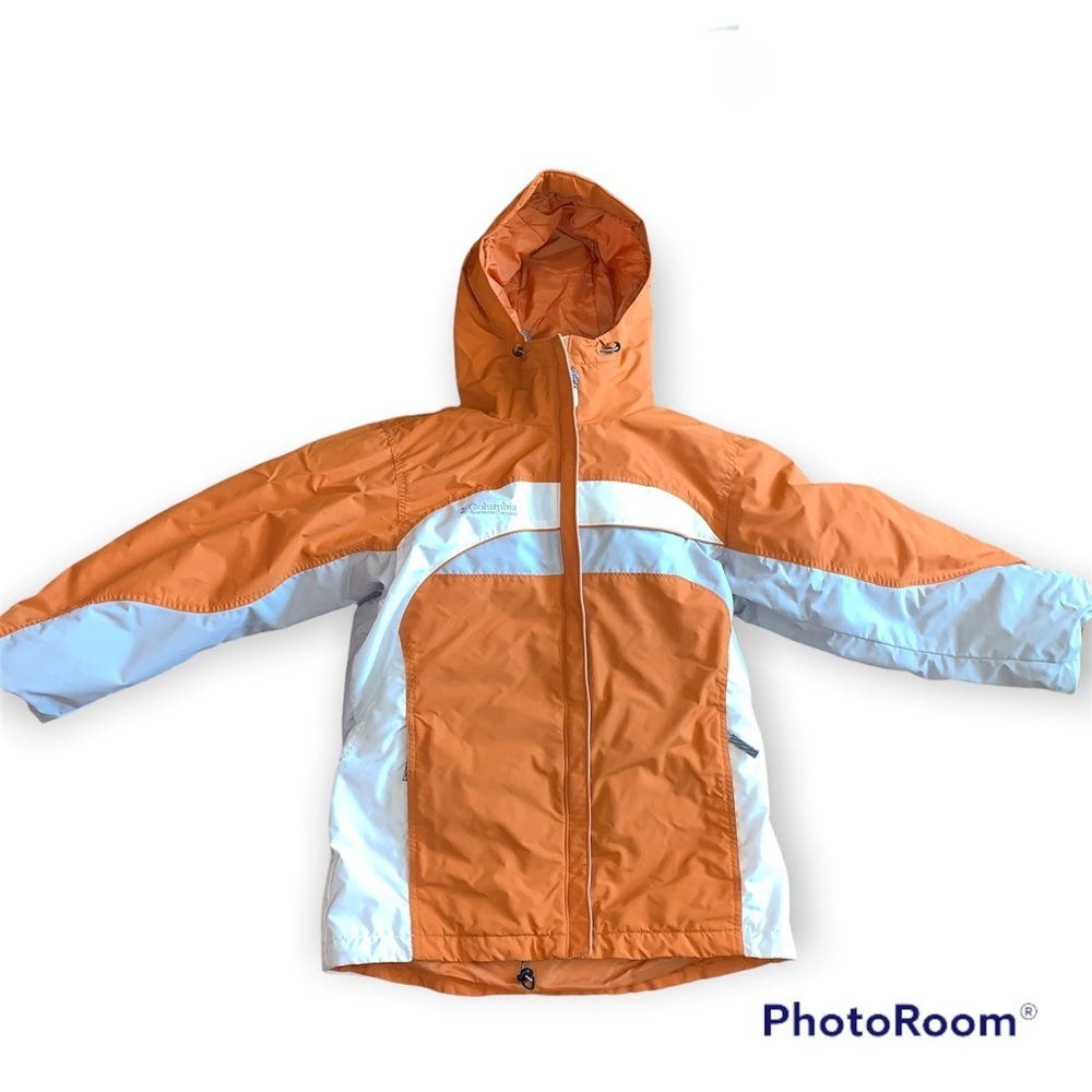 Columbia Orange & White Fleece Lined Hooded Coat size Small